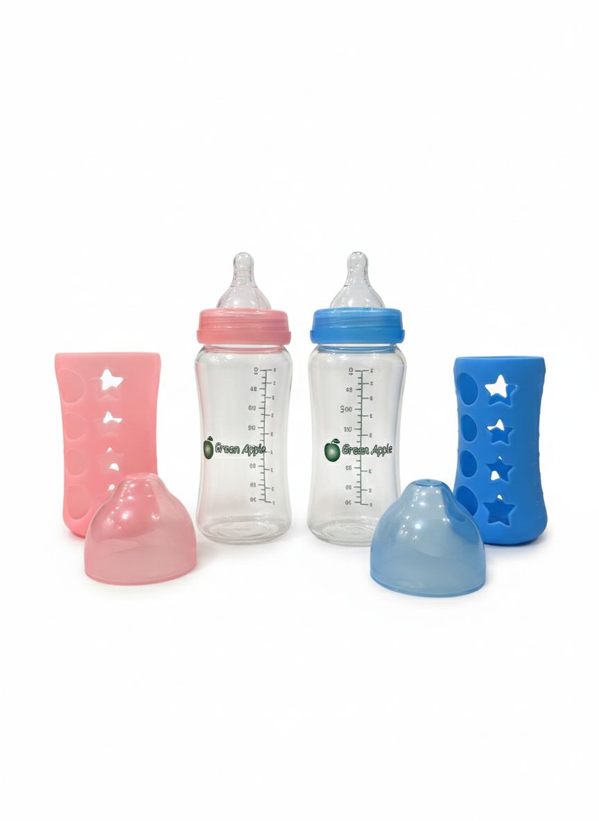 Glass Baby Feeding Bottle with silicone cover